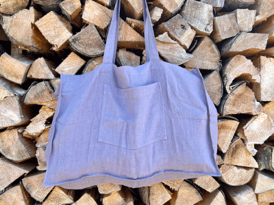 pastell lila Strandtasche Beach Bag aus Ökotex Leinen von Linen Couture