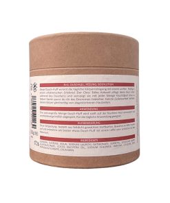 3 in 1 Dusch-Fluff Mandelmilch, Duschgel, Peeling und Bodylotion in Einem, Rückseite