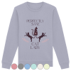 graublaues Cat Lady Sweatshirt Damen mit lustigem Katzenmotiv und Schriftzug