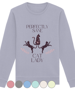 graublaues Cat Lady Sweatshirt Damen mit lustigem Katzenmotiv und Schriftzug