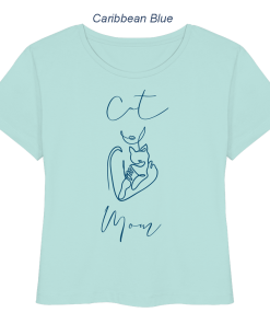 Caribbean Blue Damen Bio T-Shirt mit Cat Mom Katzenmotiv in Dark Azur