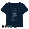 Dunkelblaues Cat Mom Damen Shirt mit stilvollem Katzenmotiv wird von Model getragen