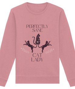graublaues Cat Lady Sweatshirt Damen mit lustigem Katzenmotiv und Schriftzug