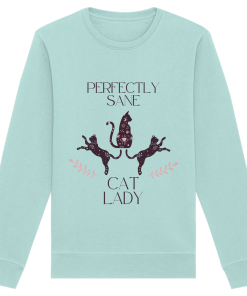 türkises Cat Lady Sweatshirt Damen mit lustigem Katzenmotiv und Schriftzug