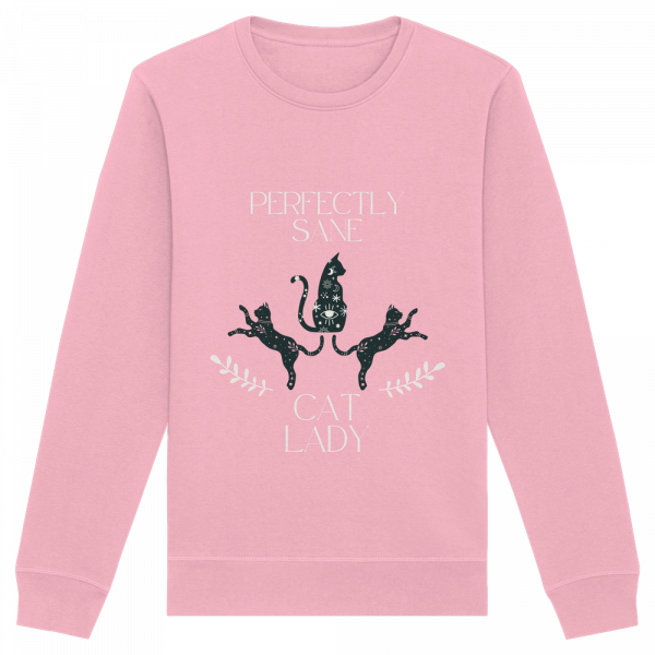pink Cat Lady Sweatshirt Damen mit minimalistischem Katzenmotiv und Schriftzug