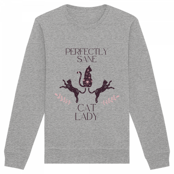 grau melliertes Cat Lady Sweatshirt Damen mit lustigem Katzenmotiv und Schriftzug