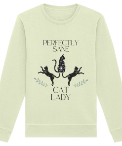 hellgrünes Cat Lady Sweatshirt Damen mit stylishem Katzenmotiv und Schriftzug