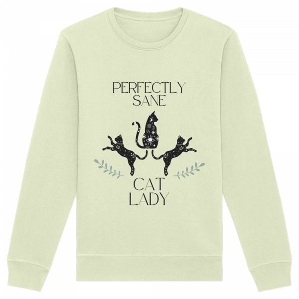 hellgrünes Cat Lady Sweatshirt Damen mit stylishem Katzenmotiv und Schriftzug