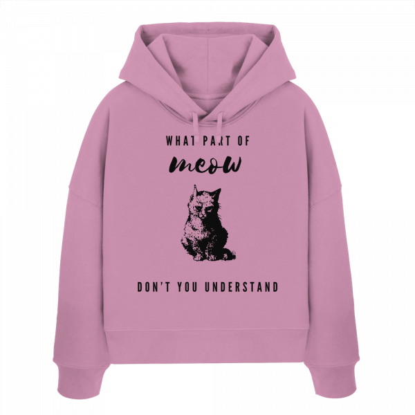 Rosa Katzen Hoodie Damen mit Meow Spruch und Katze von LEODIN Design