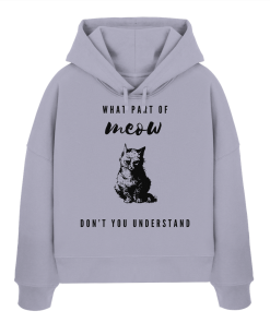 Lavender Katzen Hoodie Damen mit lustigem Meow Spruch und Katze