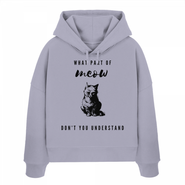 Lavender Katzen Hoodie Damen mit lustigem Meow Spruch und Katze