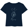 Dunkelblaues Cat Mom Damen Shirt mit stilvollem Katzenmotiv wird von Model getragen