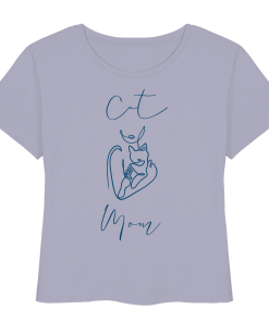 Lavender Cat Mom Damen T-Shirt aus Bio-Baumwolle mit Katzenmotiv