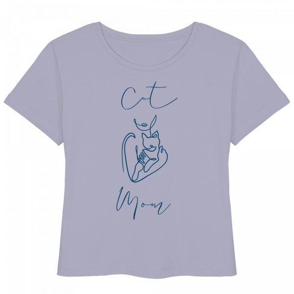Lavender Cat Mom Damen T-Shirt aus Bio-Baumwolle mit Katzenmotiv