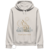 Vintage weißer Katzen Hoodie mit spirituellem Katzenmotiv und Schriftzug