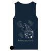 Dunkelblaues Katzen Tank Top Damen mit spirituellem Design und Katze