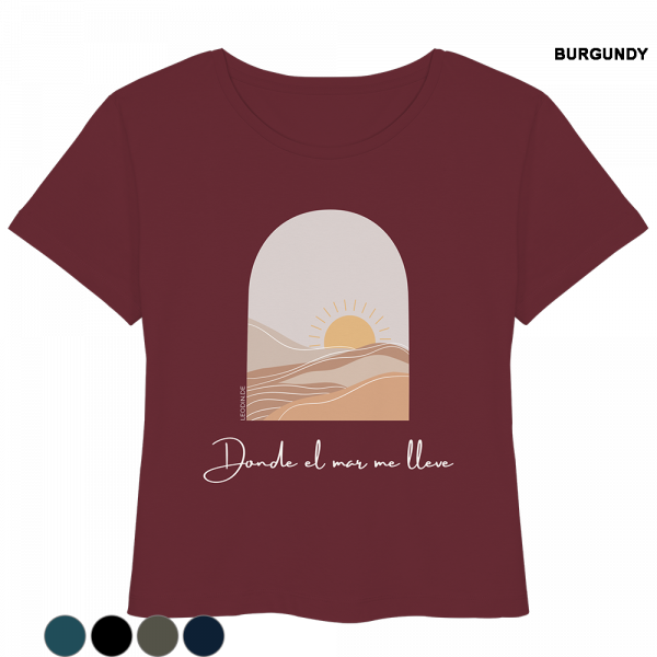 Beach Shirt Damen – Urlaub & Sonne „Donde el mar me lleve“ T-Shirt - Burgundy, S