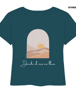 Petrolfarbenes Beach Shirt Damen mit Sonne Meer Design