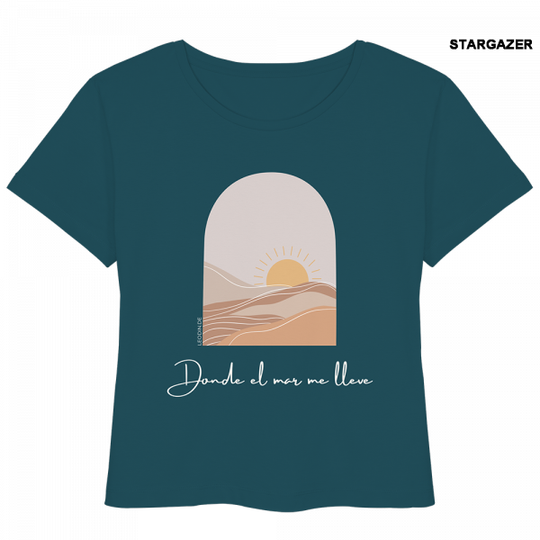 Petrolfarbenes Beach Shirt Damen mit Sonne Meer Design
