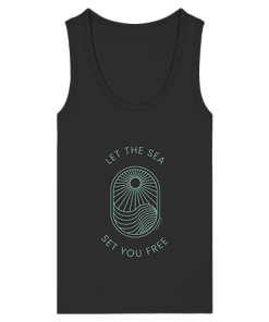 Marineblaues Tank Top Damen mit mintfarbenem Sommermotiv