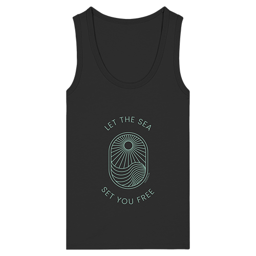 Marineblaues Tank Top Damen mit mintfarbenem Sommermotiv