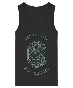 Marineblaues Tank Top Damen mit mintfarbenem Sommermotiv