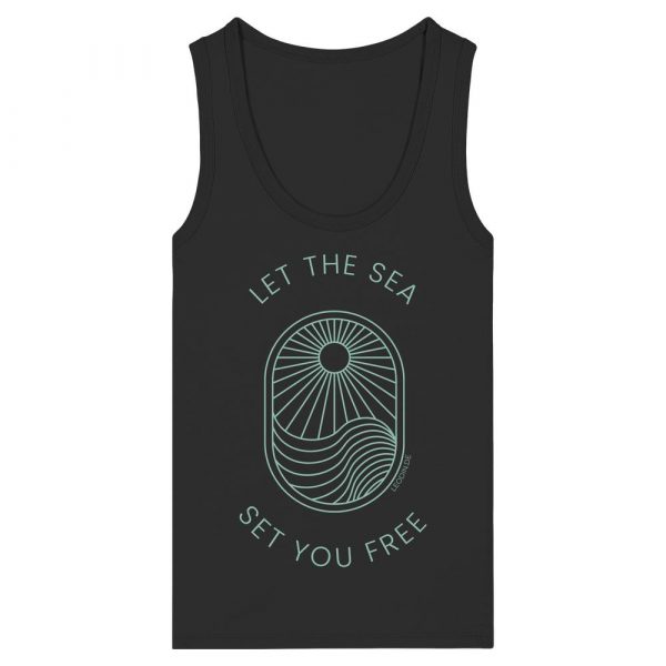 Marineblaues Tank Top Damen mit mintfarbenem Sommermotiv