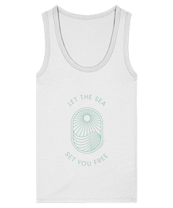 Weißes Tank Top Damen mit mintfarbenem Let the Sea Set You Free Print