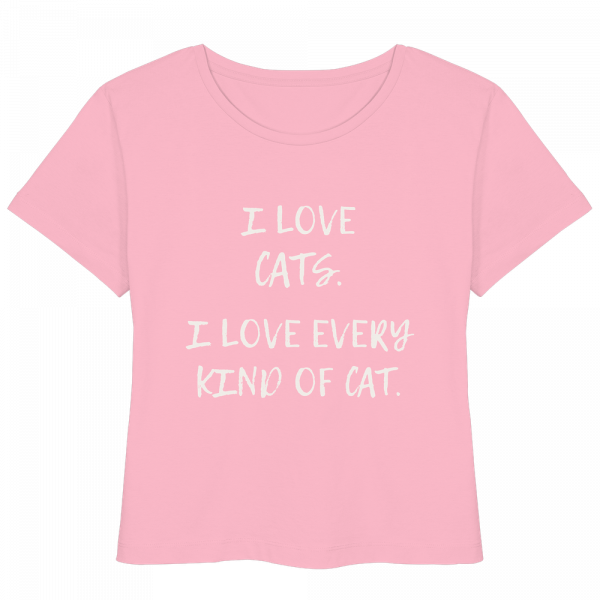 rosanes Katzenliebhaber Shirt mit Aufdruck „I love every kind of cat“ aus Bio-Baumwolle