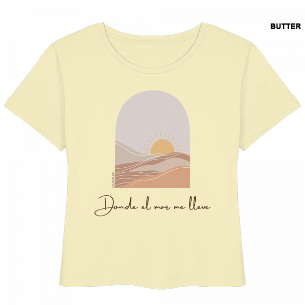 Hellgelbes Sommer Shirt Damen mit Sonne und Wellen Design