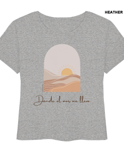 Graues Sommer Shirt Damen mit minimalistischer Sonne Meer Illustration