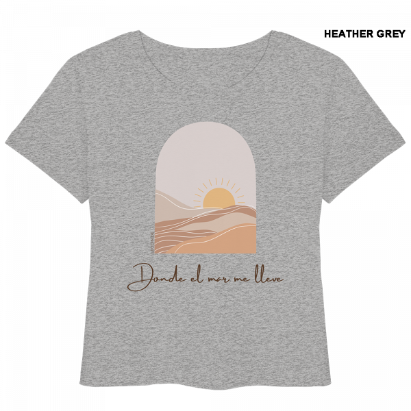 Graues Sommer Shirt Damen mit minimalistischer Sonne Meer Illustration