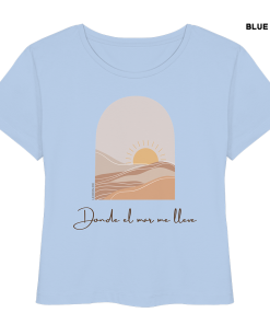 Hellblaues Sommer Shirt Damen mit Sonne Meer Design und Donde el mar me lleve Schrift