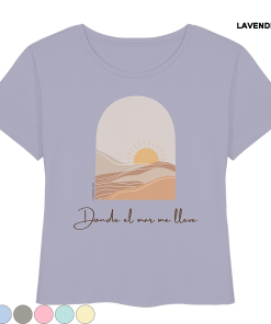 Lila Sommer Shirt Damen mit minimalistischem Sonnenuntergang Design