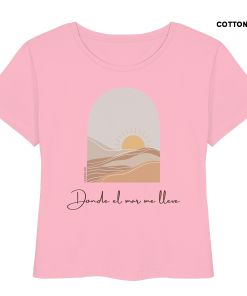 Rosa Sommer Shirt Damen mit minimalistischem Sonne Meer Design