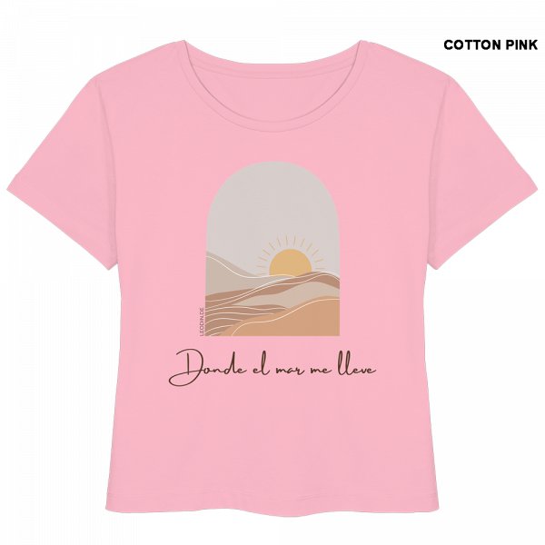 Rosa Sommer Shirt Damen mit minimalistischem Sonne Meer Design