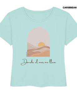 Türkises Sommer Shirt Damen mit Sonne Meer Motiv und Schriftzug