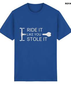 Blaues Fahrrad T-Shirt unisex mit auffälligem Bike Spruch und reduziertem Design