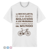 Weißes Fahrrad T-Shirt unisex mit spanischem Bike Spruch und Rennrad Motiv in Dark Chocolate