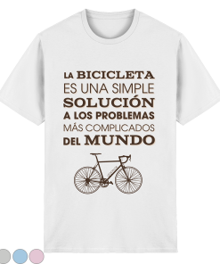 Weißes Fahrrad T-Shirt unisex mit spanischem Bike Spruch und Rennrad Motiv in Dark Chocolate