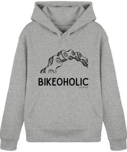 Grauer Cycling Hoodie unisex mit minimalistischem Bike Design und Fahrradkette