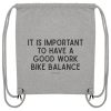 Grauer Turnbeutel mit Fahrrad Statement und modernem Work Bike Balance Design