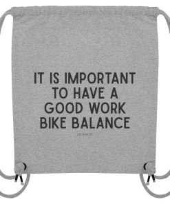 Grauer Turnbeutel mit Fahrrad Statement und modernem Work Bike Balance Design