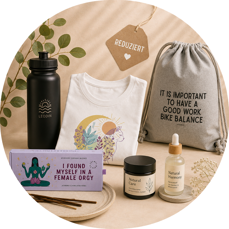 Ausgewählte Produkte aus den Bereichen Design, Natur und Lifestyle mit Sale-Etikett und Rabattaktion