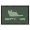 Katzen Fußmatte Miezwohnung Dunkelgrün mit heller Katze auf dunkelgrünem Hintergrund