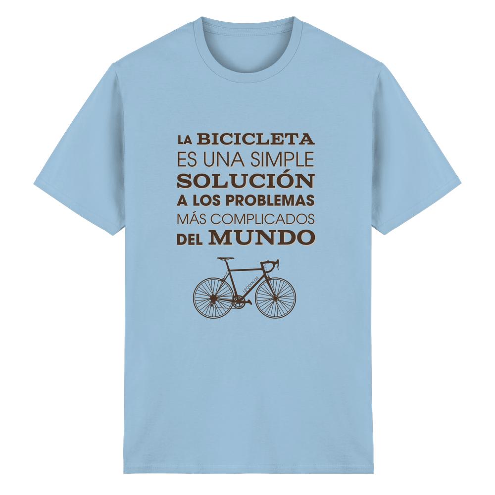 Hellblaues Cycling T-Shirt unisex mit minimalistischer Fahrrad Illustration und spanischem Statement