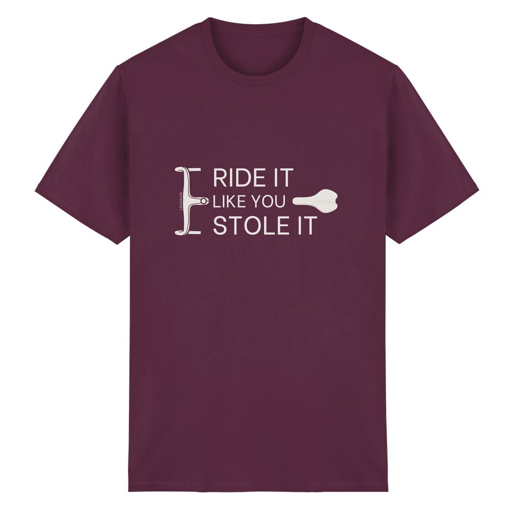 Rotbraunes Fahrrad T-Shirt unisex mit Bike Spruch und minimalistischem Motiv