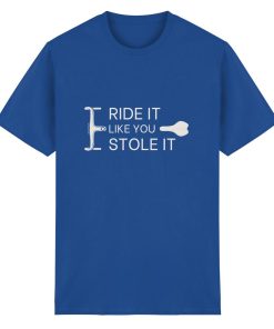 Blaues Fahrrad T-Shirt unisex mit auffälligem Bike Spruch und reduziertem Design