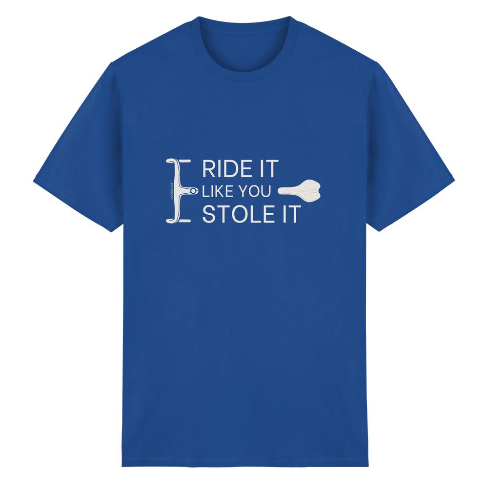 Blaues Fahrrad T-Shirt unisex mit auffälligem Bike Spruch und reduziertem Design