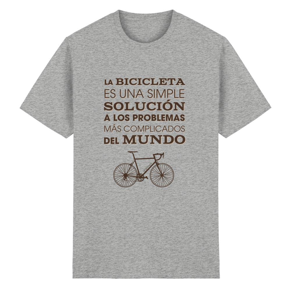 Graues Unisex Fahrrad Shirt mit spanischem Fahrrad Statement und stilisiertem Rennrad